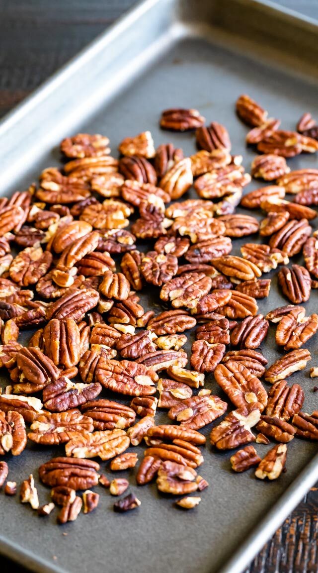 toast nuts in pan in oven