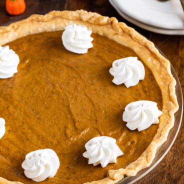 pie with dollops of whipped cream