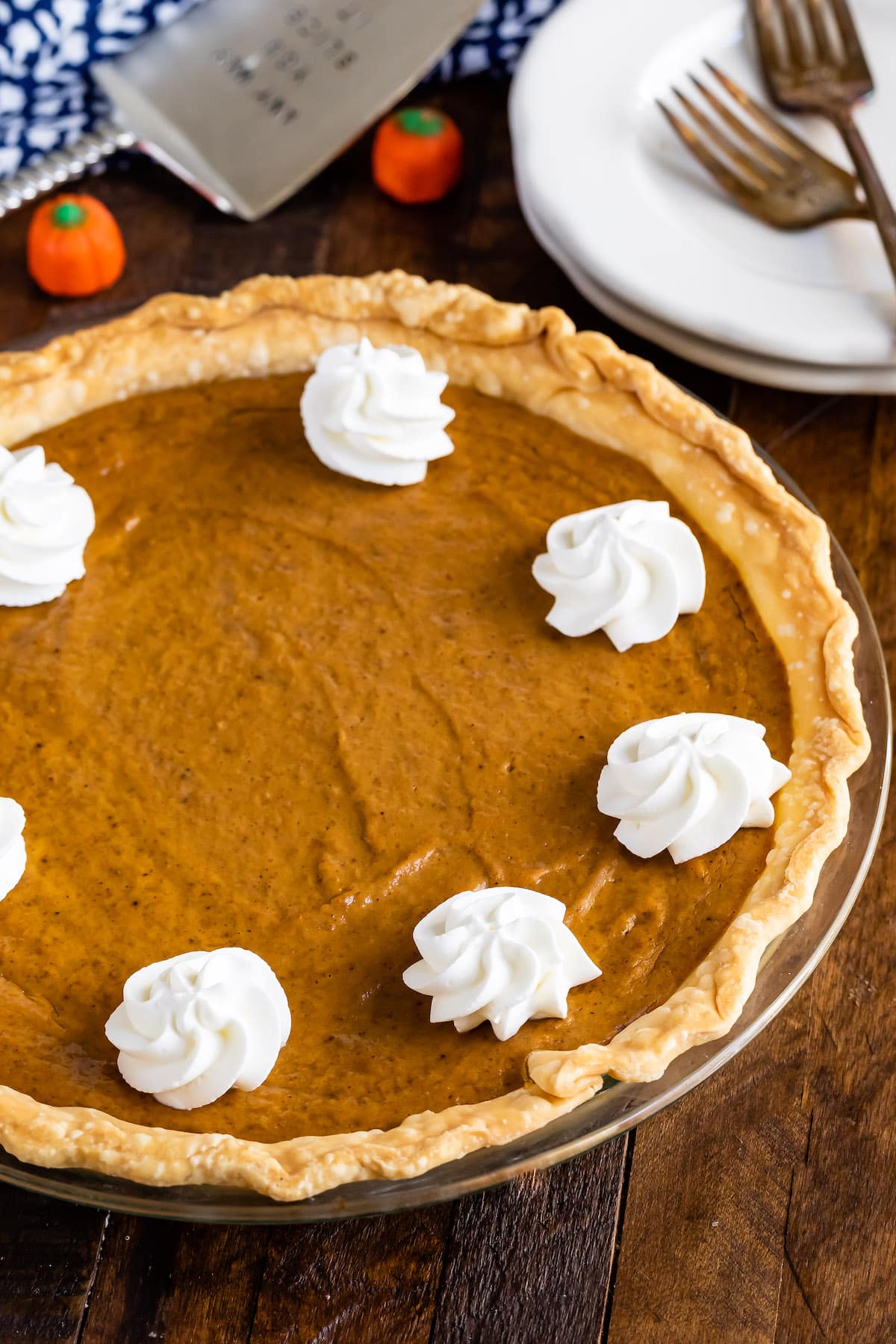 pie with dollops of whipped cream