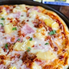 shot of full homemade pizza