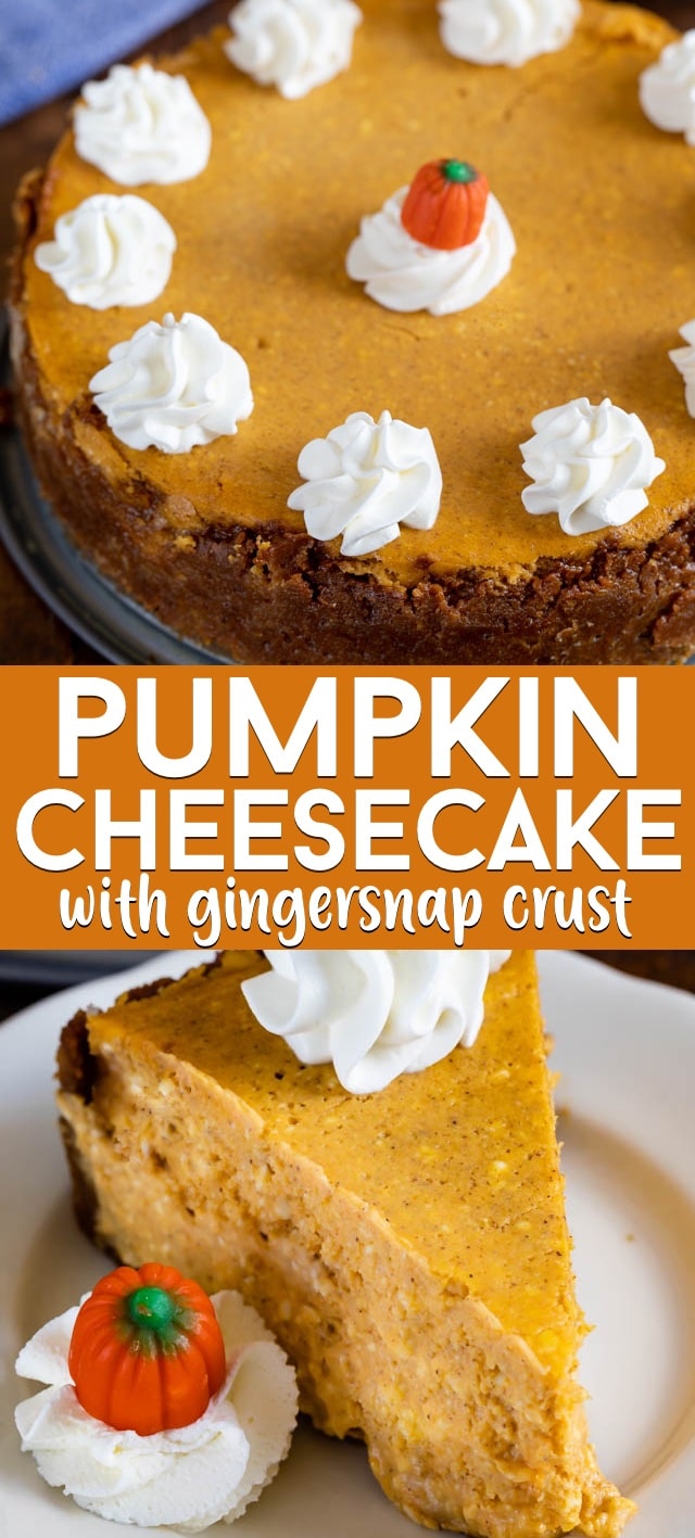 collage photos of pumpkin cheesecake