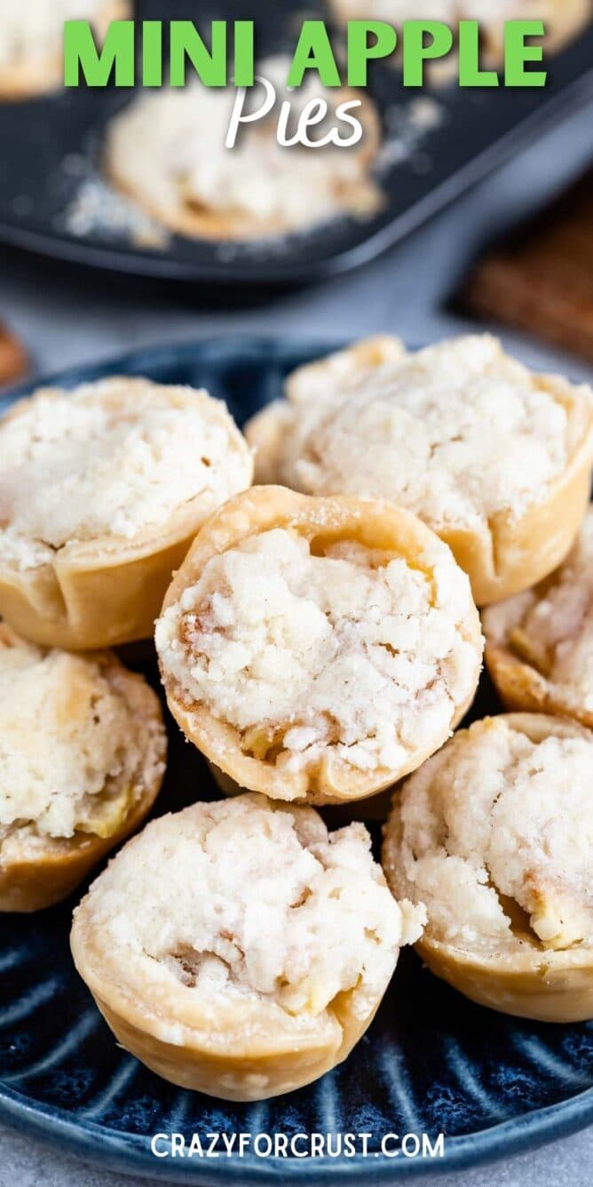 mini pies on blue plate