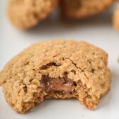 bite out of cookie on plate