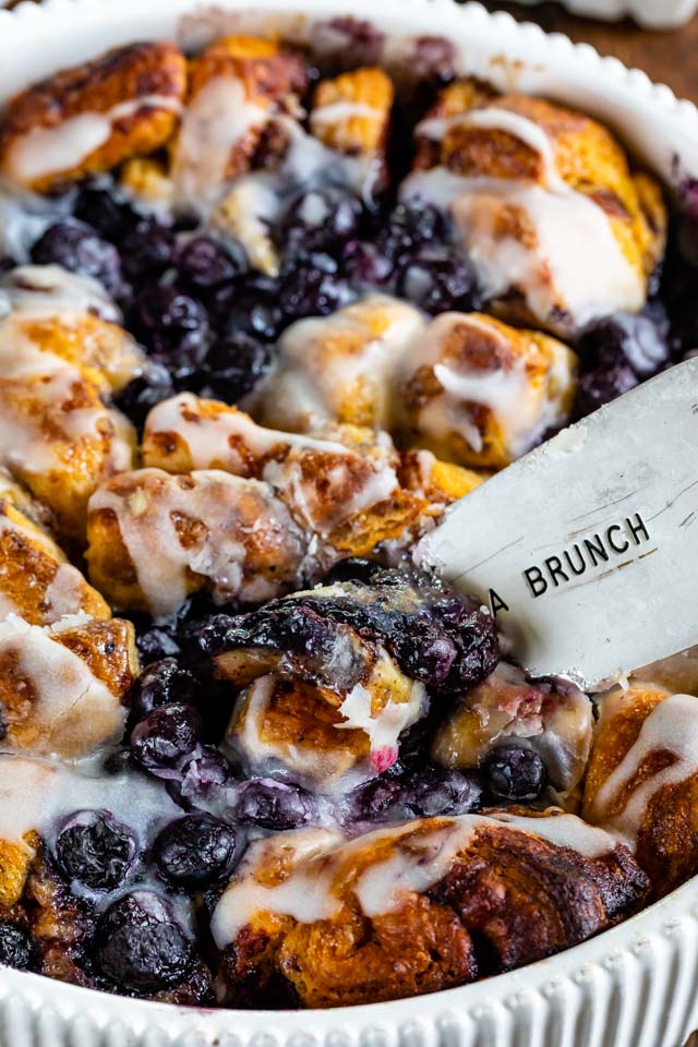 Blueberry cinnamon roll bake brunch