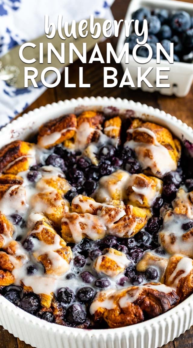 Blueberry cinnamon roll bake casserole