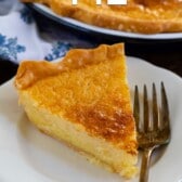 slice of buttermilk pie on white plate