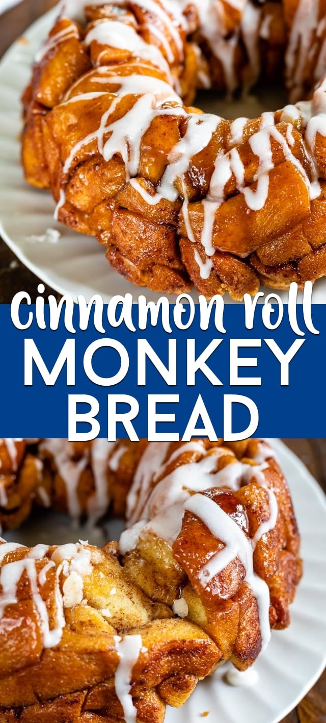 Cinnamon roll monkey bread collage