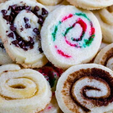 overhead shot of spiral cookies