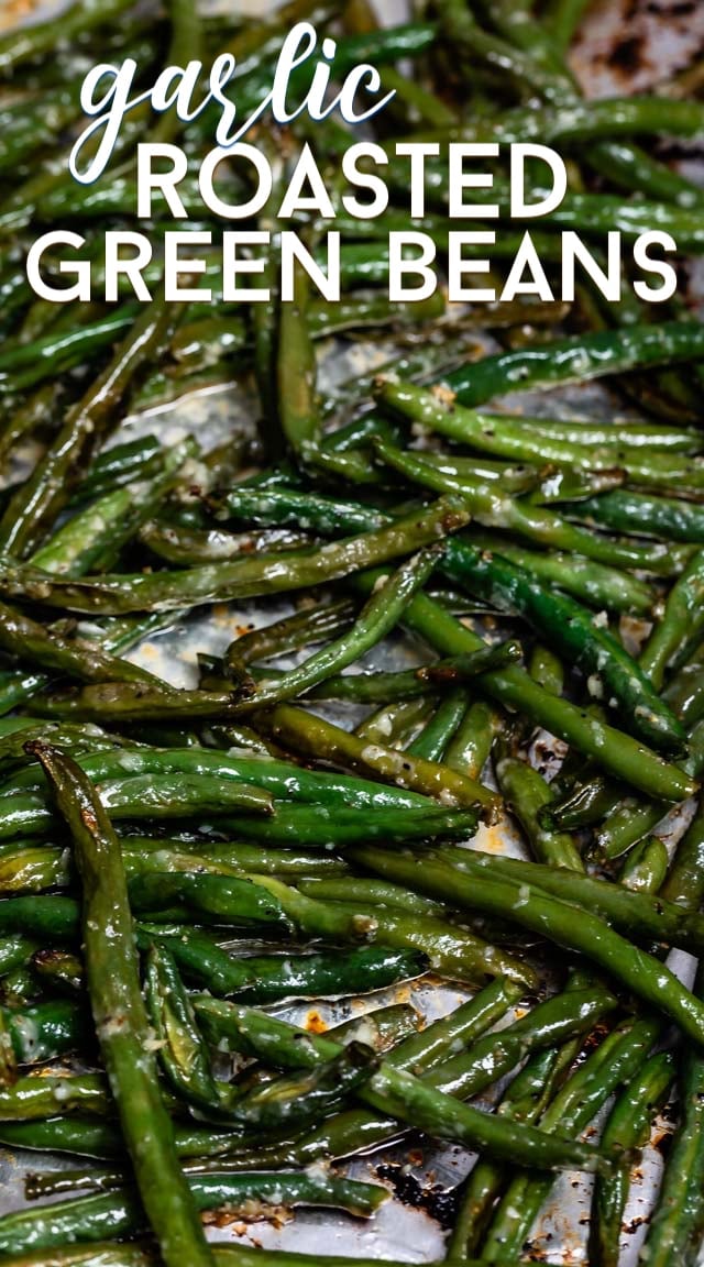 garlic green beans on pan