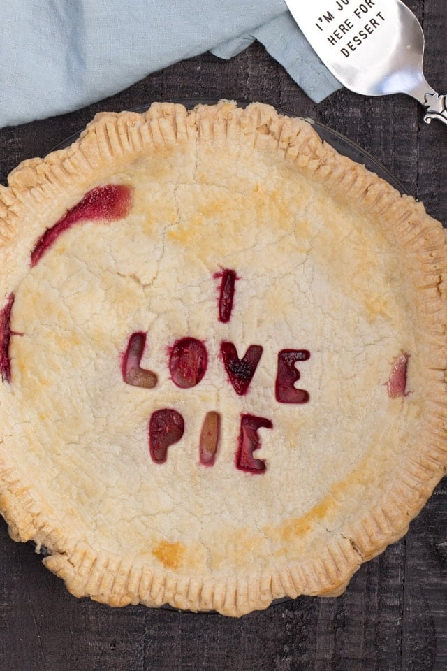 pie with I love you cutout