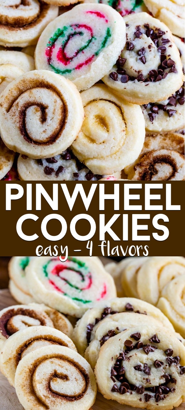 collage of pinwheel cookies