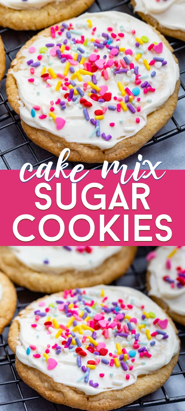 collage of cake mix sugar cookie photos