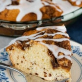 slice of cinnamon roll coffee cake on plate