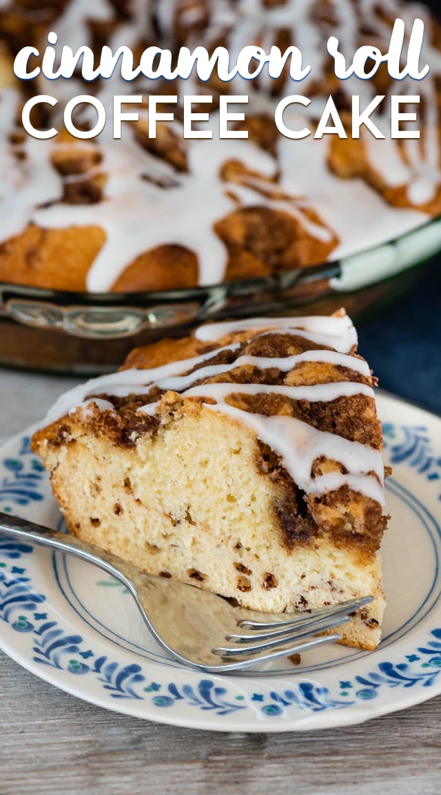 slice of cinnamon roll coffee cake on plate