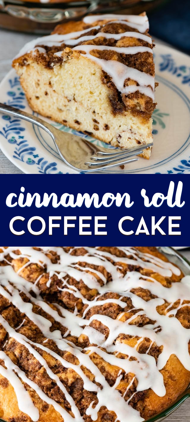 cinnamon roll coffee cake pie collage photos