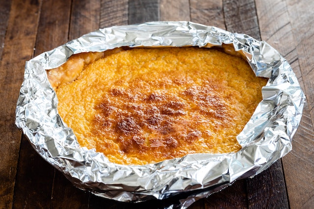 pie with foil on the edges
