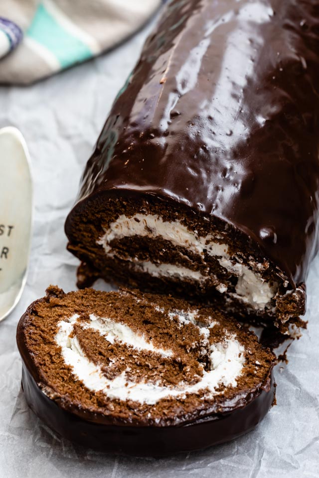 chocolate swiss cake roll slice