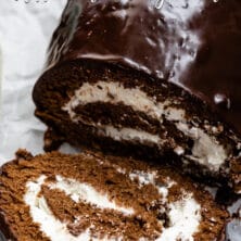 chocolate roll cake with whipped cream