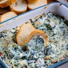 Hot spinach dip dish