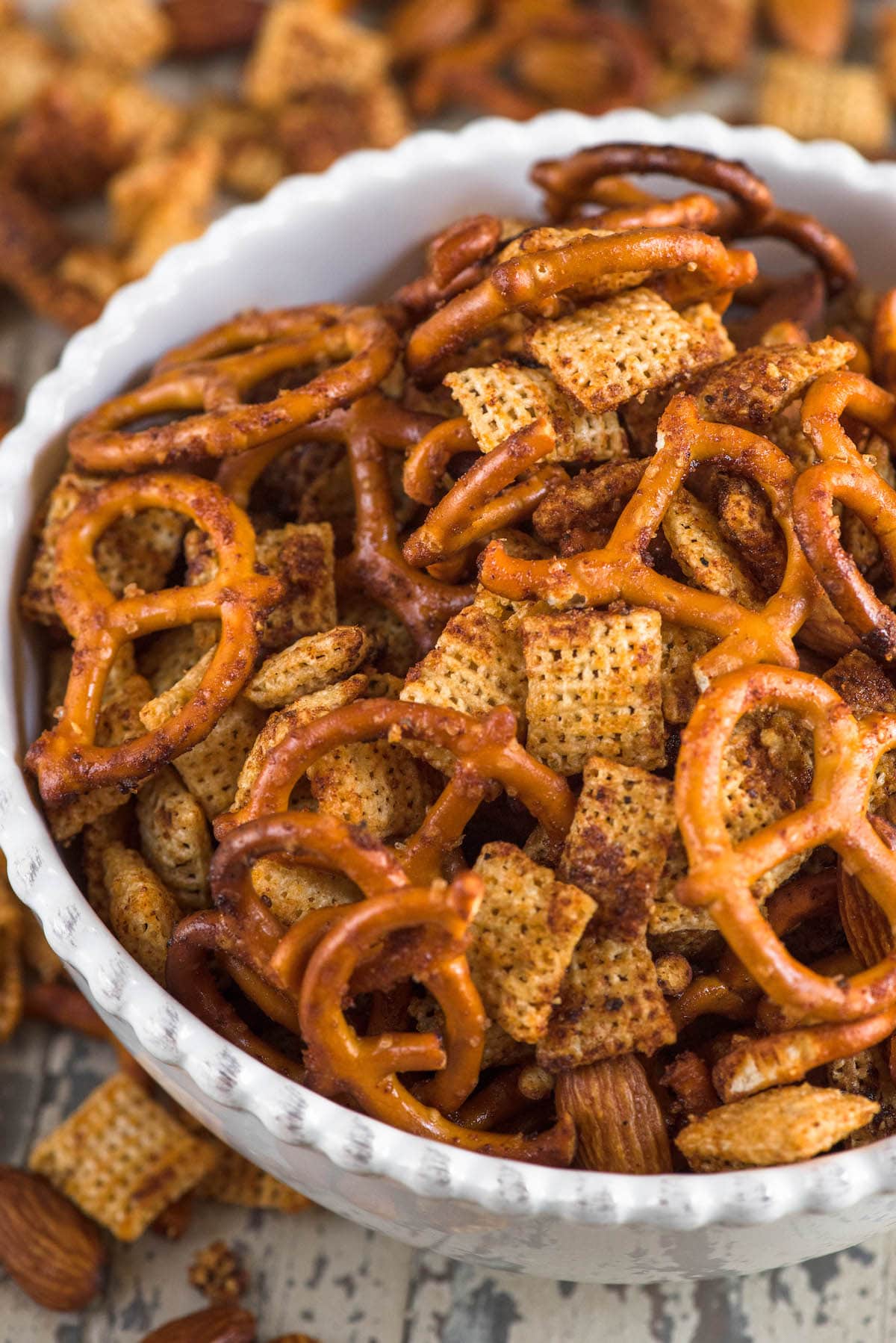 chex mix in bowl