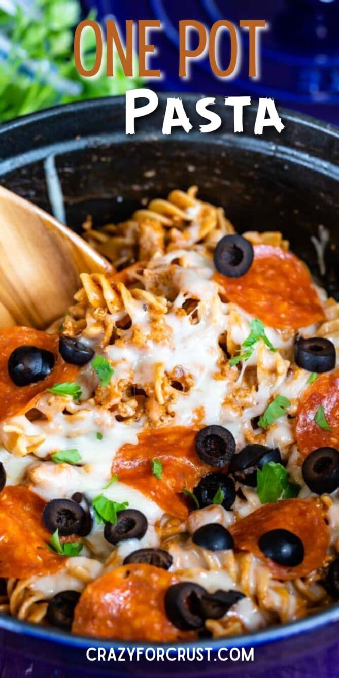 close up of pasta in a pot