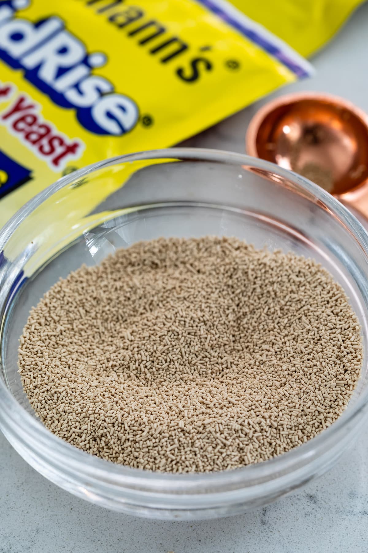 bowl of yeast with package behind