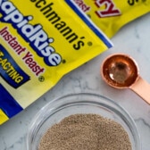 shot of yeast in bowl