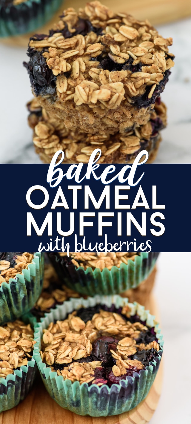 Baked oatmeal muffins with blueberries