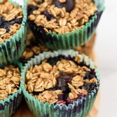 Close up of baked oatmeal muffins
