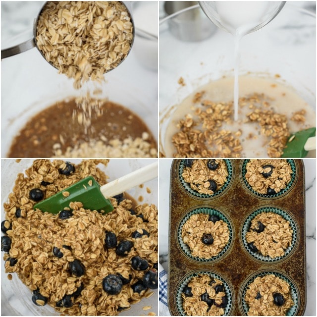 Baked oatmeal muffin process