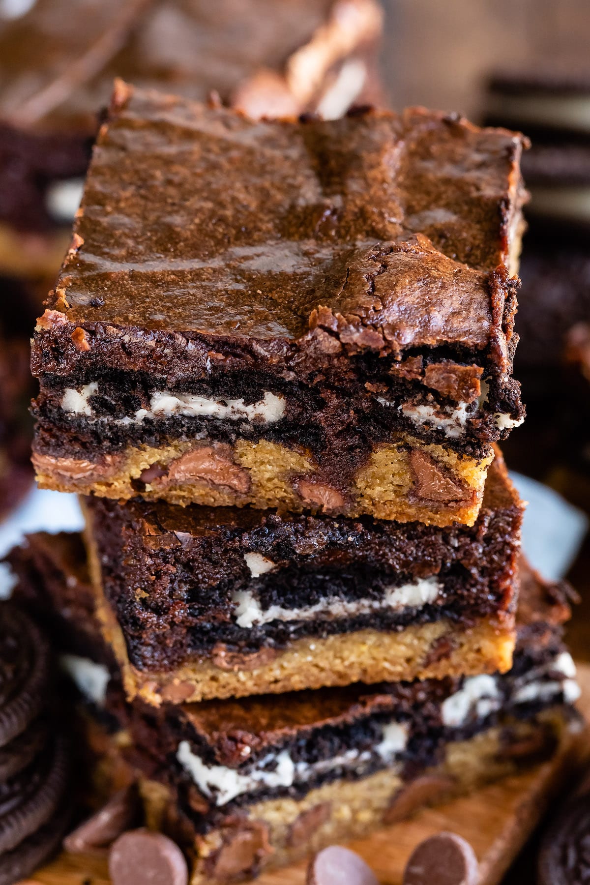 stack of brookies with oreos inside