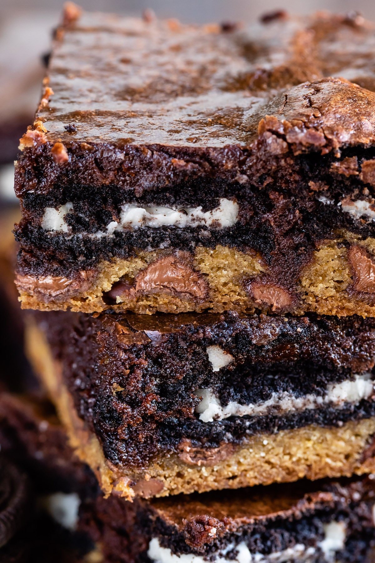 stack of brookies with oreos inside