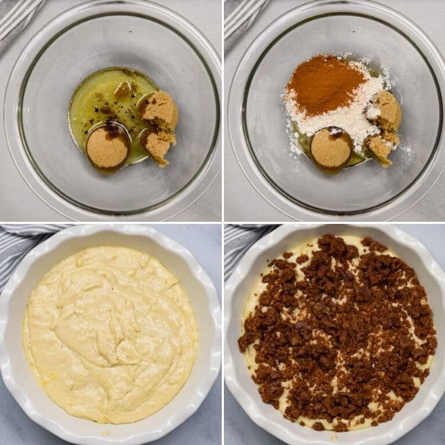 process shots for banana coffee cake making streusel