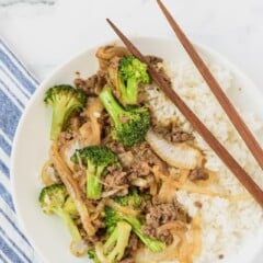 Beef broccoli with rice