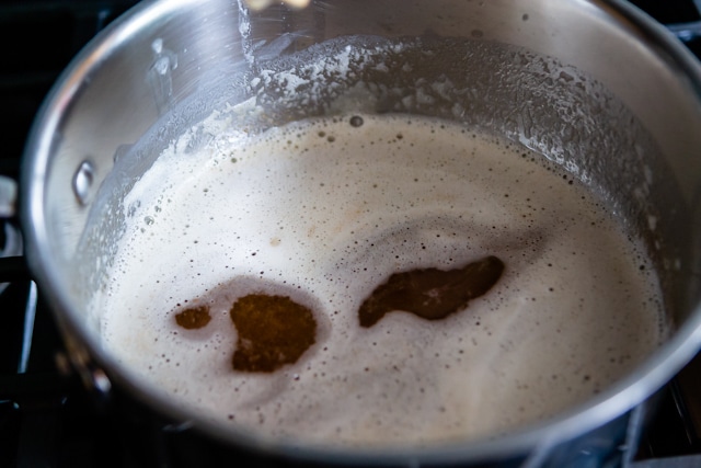 brown butter in saucepan