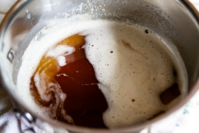 brown butter in saucepan