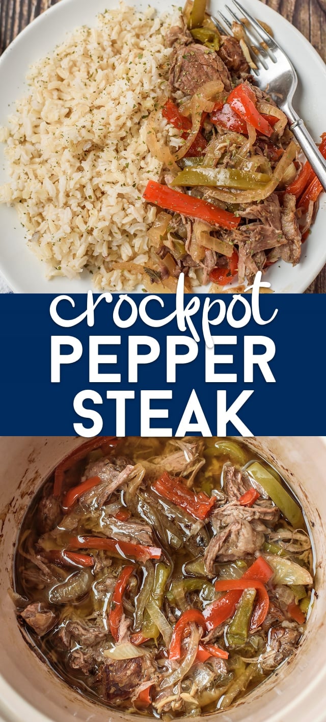Crockpot pepper steak collage