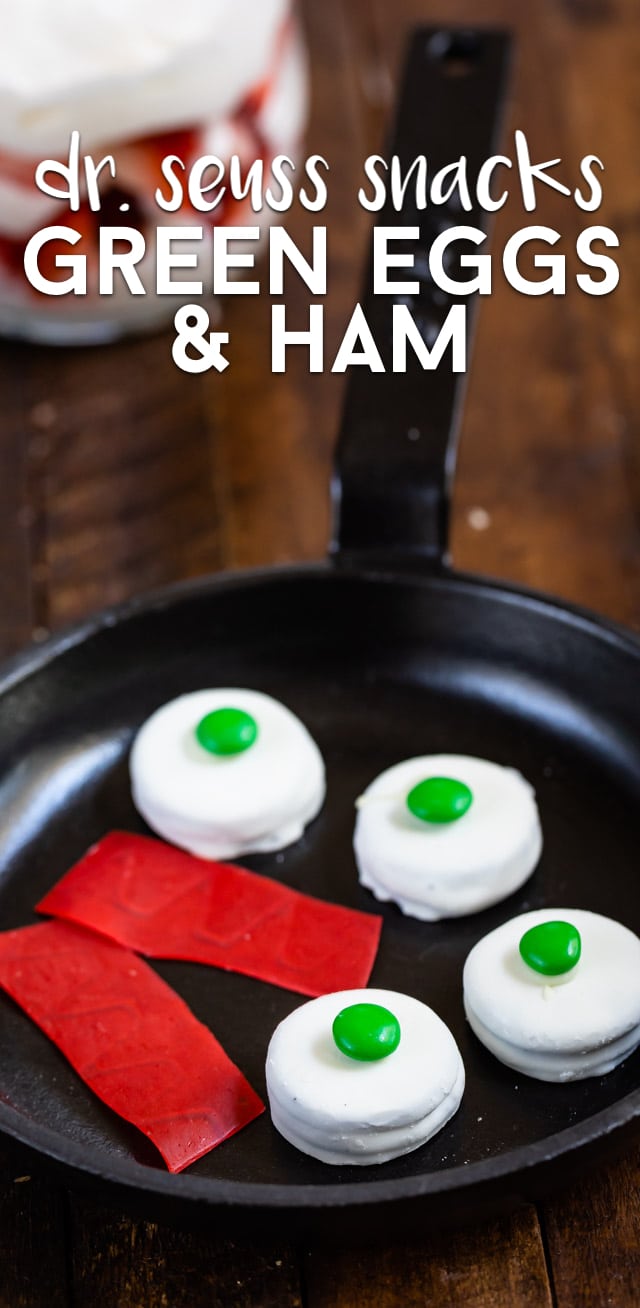 fake green eggs and ham in small skillet