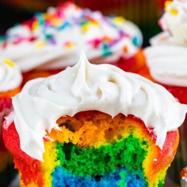 Rainbow cupcakes with marshmallow frosting