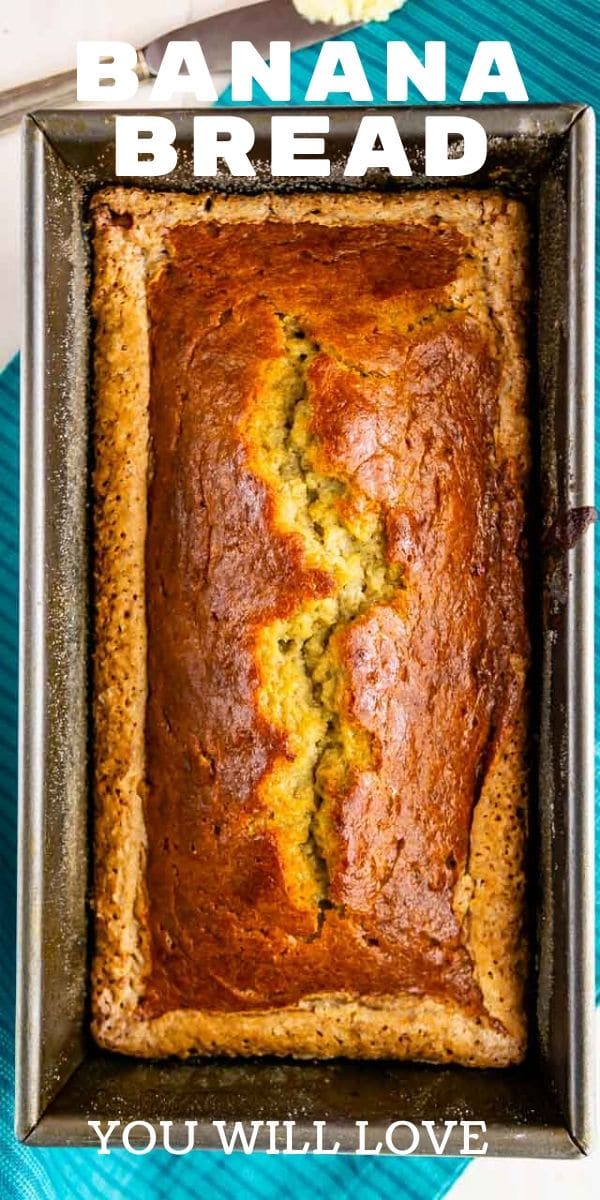 banana bread in pan