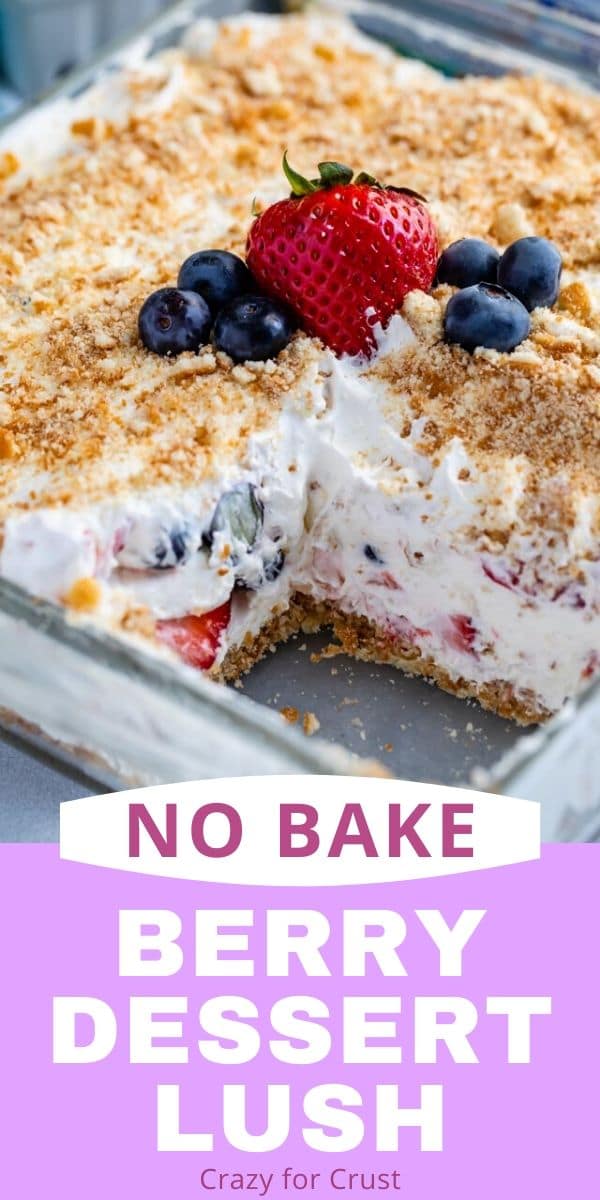 collage photo berry dessert in pan with slice missing