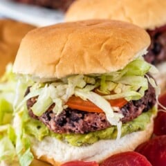 black bean burger with beets