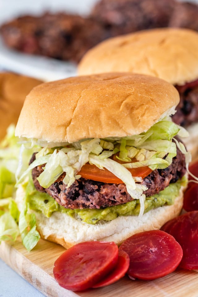 black bean burger with beets