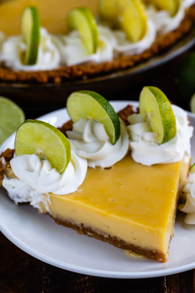 Slice of key lime pie