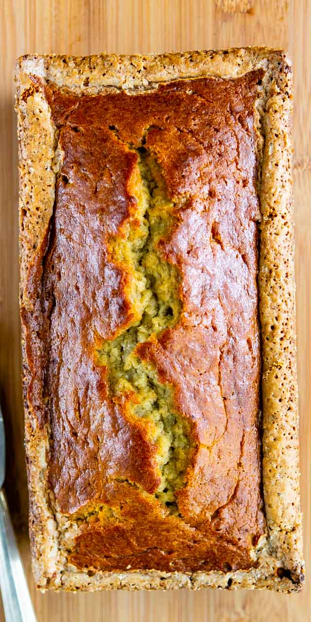 overhead shot of banana bread