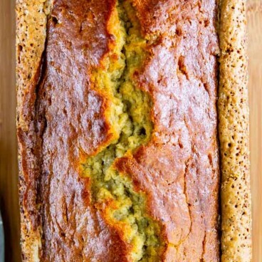 best banana bread recipe overhead photo