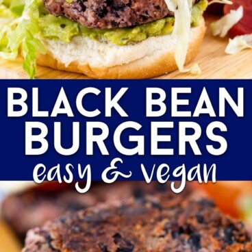 collage of black bean burger photos
