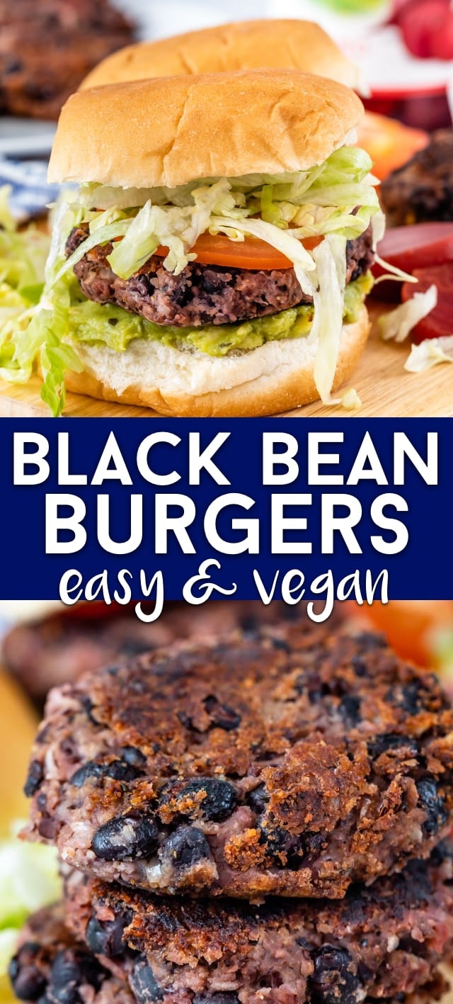 collage of black bean burger photos