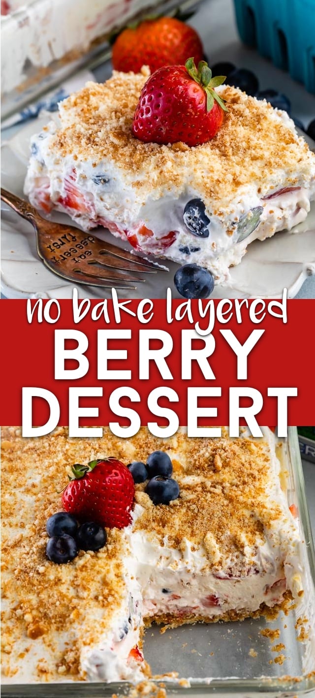 collage photo of two berry dessert photos