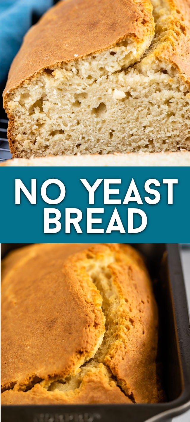 collage of no yeast white bread photos